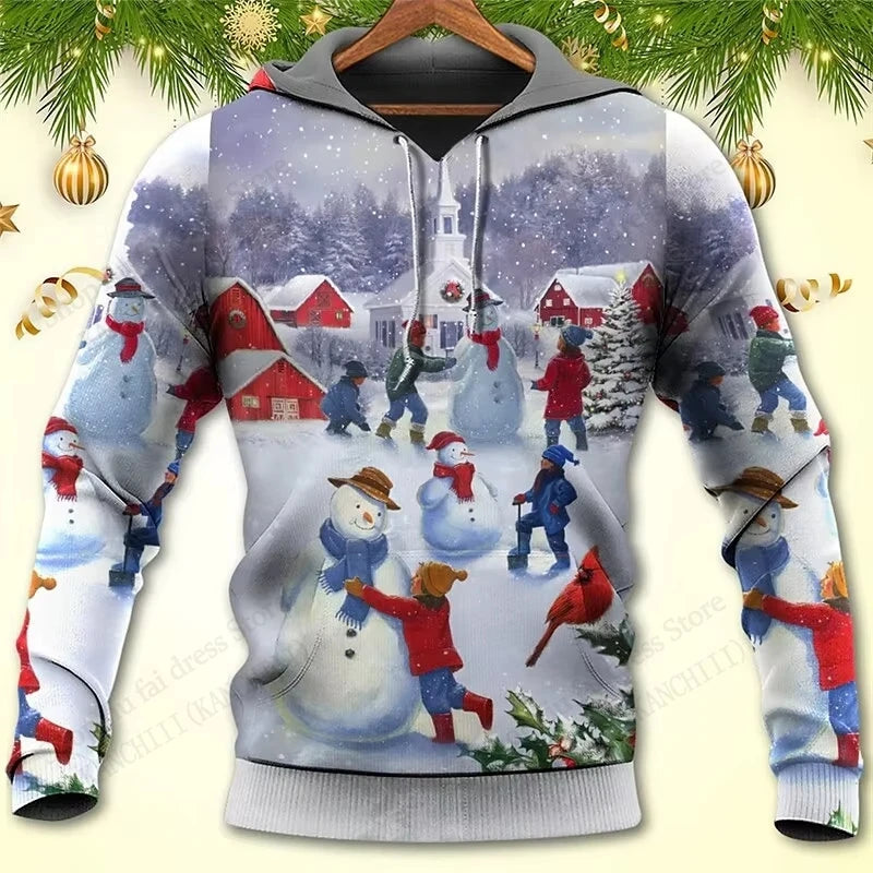 Mens Christmas Hoodie Santa Claus 3d Print Hoodie Men Women Fashion Hoodie Sweatshirt Snowman Tracksuit Men clothing Winter Fall