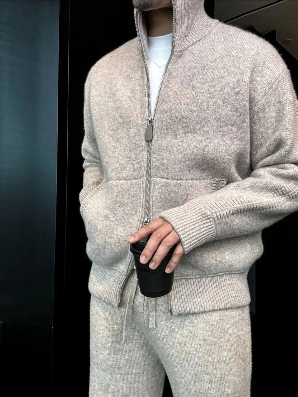 Autumn Winter New Double Zipper Stand Collar Thiened Knitted Jaet Men's High Faion Soft Warm Sweater Casual Sle Long ...