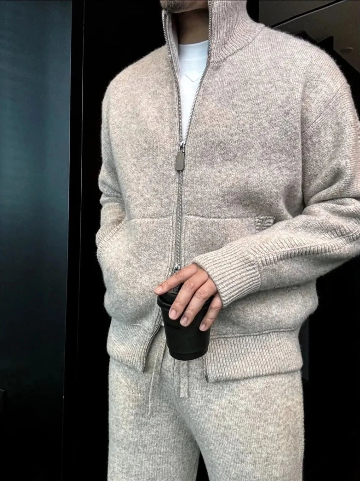 Autumn Winter New Double Zipper Stand Collar Thiened Knitted Jaet Men's High Faion Soft Warm Sweater Casual Sle Long ...