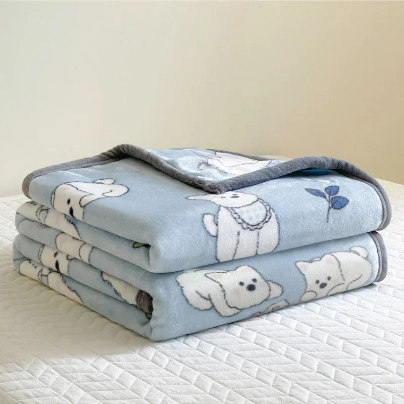 Warm Plush Blanket Comfortable 2024 New Winter Blanket Cartoon Four Season Flannel Soft Bed Cover Office Napping Blanket