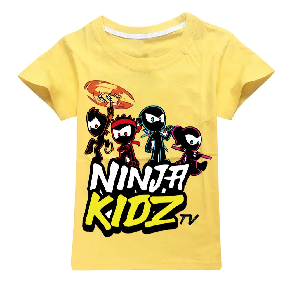 NINJA KIDZ Kids Clothes Summer Boys Fashion Short Sleeve T-Shirt Boys Graphic Tee Baby Girls Tops Children Pullover Hot Selling