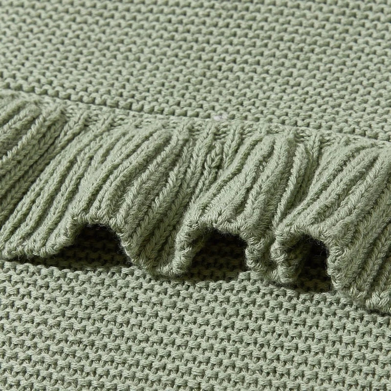 Baby Blanket for Newborns Cotton Ruffle Knitted Wrap Towel Soft and Breathable Bed Blanket for Autumn Winter 75x95cm