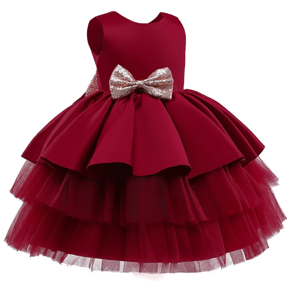 New Year Baby Girl Clothes Puffy Wedding Christmas Party Baptism Princess Dress Toddler 1st Birthday Party Infant Dress Gown