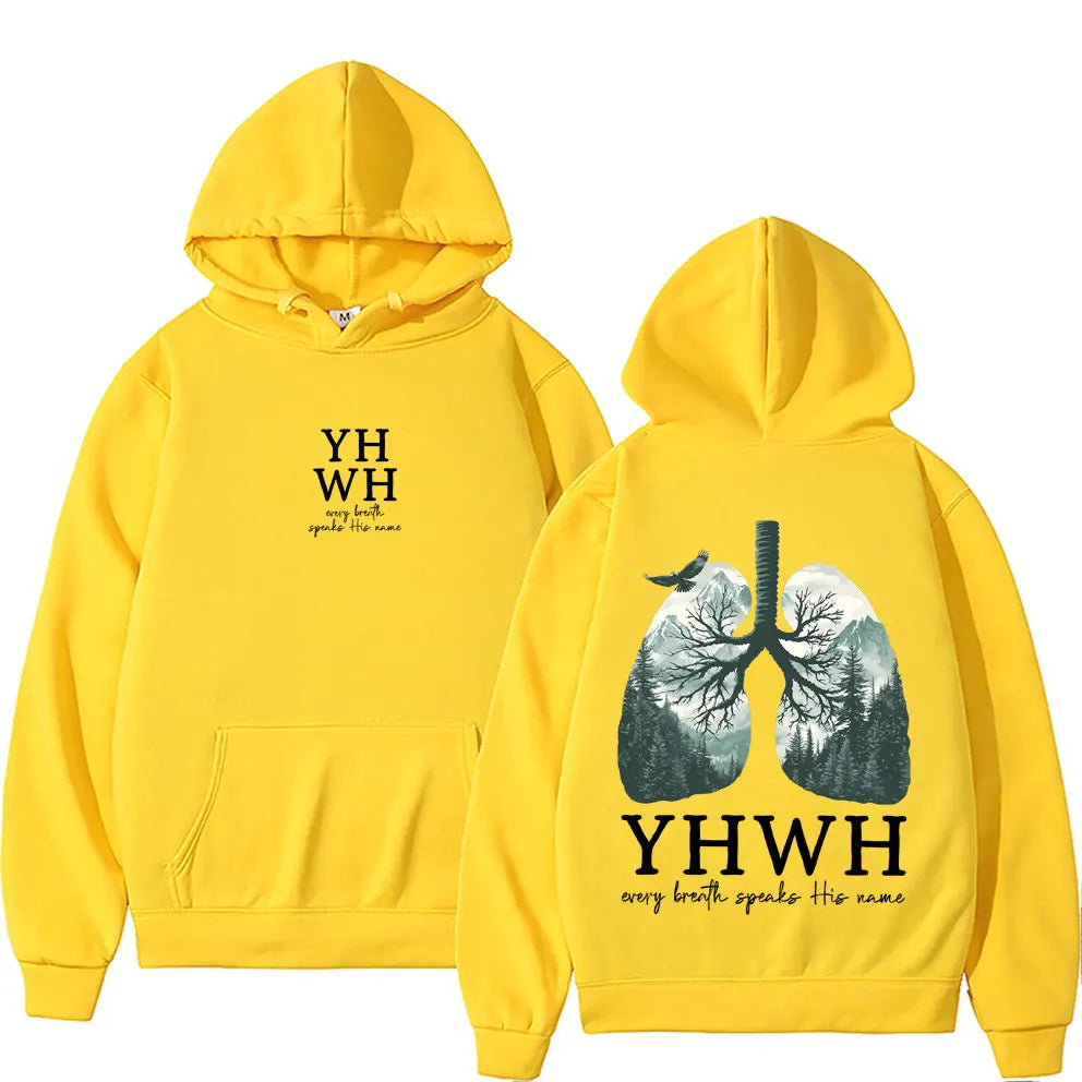 YHWH Lungs Christian Hoodie Every Breath Speak His Name Pullover Men Women Casual Fleece Cotton Hoodies Male Fashion Streetwear