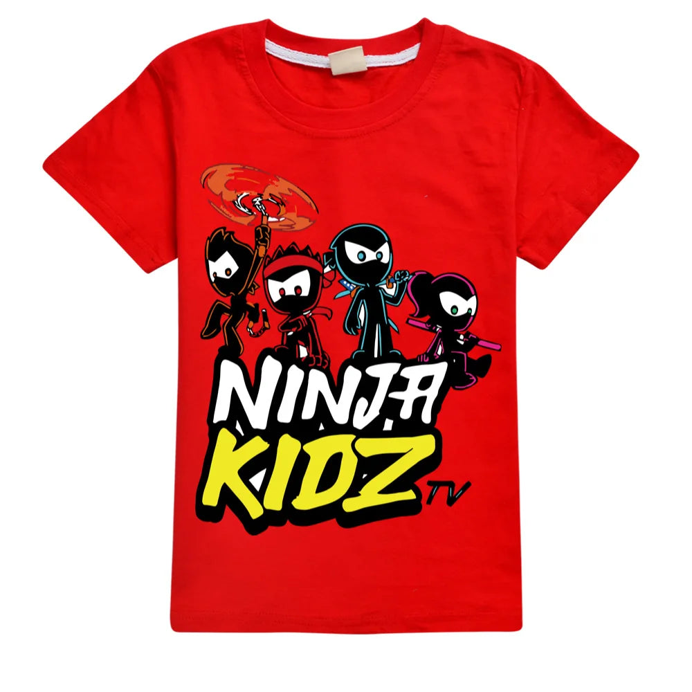 NINJA KIDZ Kids Clothes Summer Boys Fashion Short Sleeve T-Shirt Boys Graphic Tee Baby Girls Tops Children Pullover Hot Selling