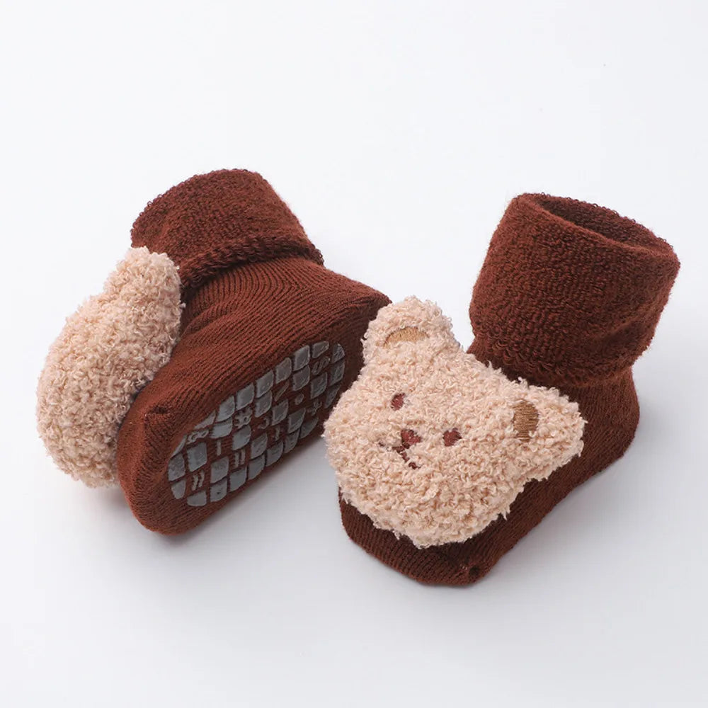 Cute Bear Baby Socks for Boys Girls Winter Soft Cotton Thicken Warm Socks Anti Slip Babies Accessories for Newborn Toddler Socks