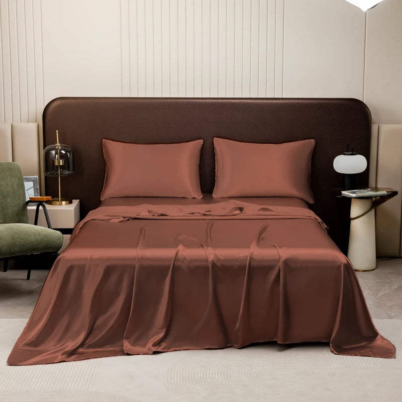 Pure Color Satin Feel Flat Bed Sheet Soft Skin-friendly High-end 4 Seasons Universal 230x230cm Sheet Bed Cover No Pillowcases