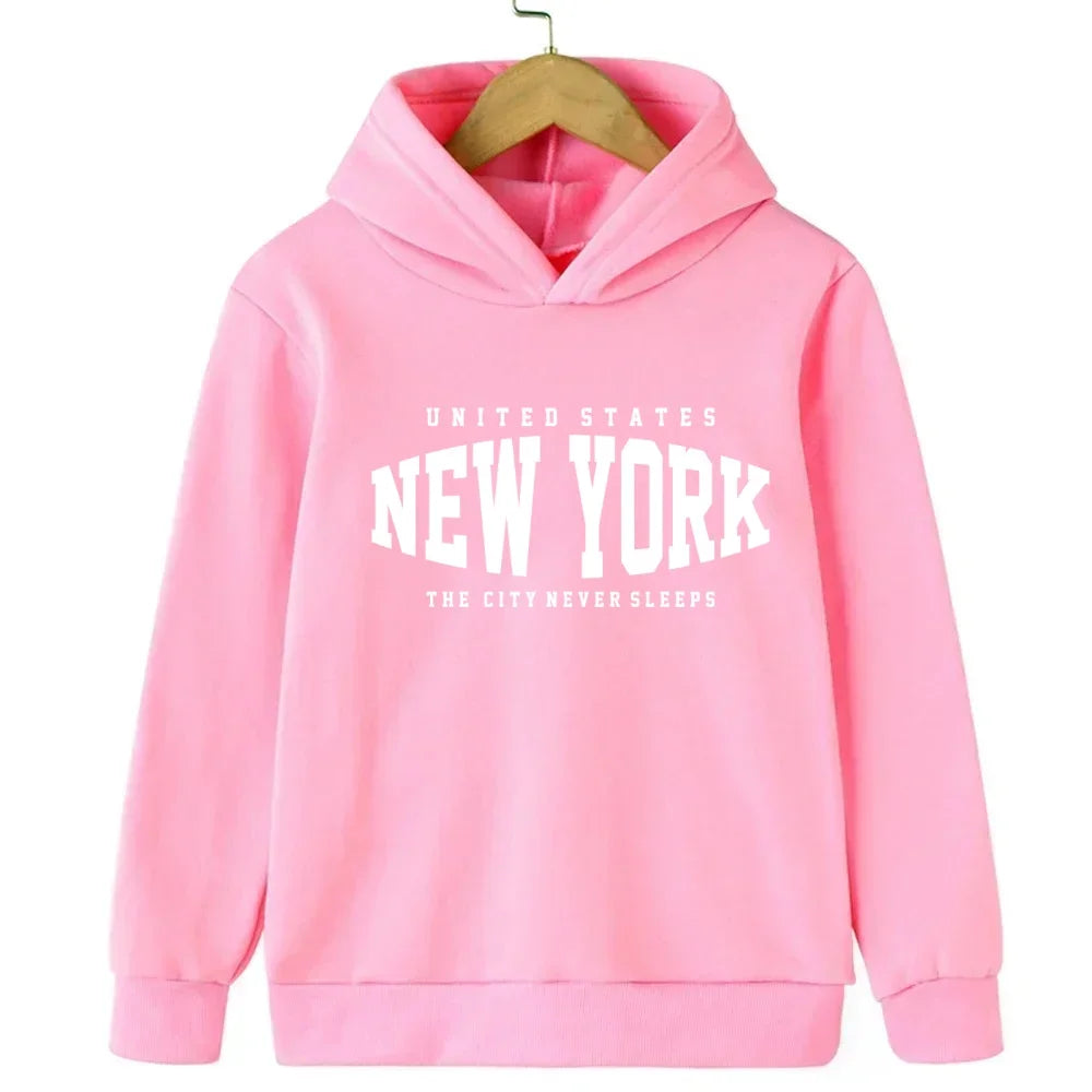 New York Boys and Girls Hoodies Autumn/Winter Hoodies Long Sleeves Classic Casual Minimalist Jackets Children's Letter Hoodies