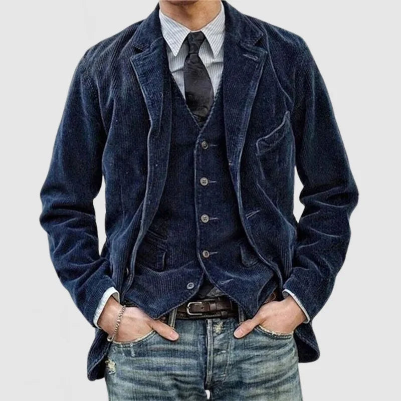 European and American Popular Spring Autumn Comfortable Simple Corduroy Single Breasted Suit Jacket Men's Casual Loose Jacket