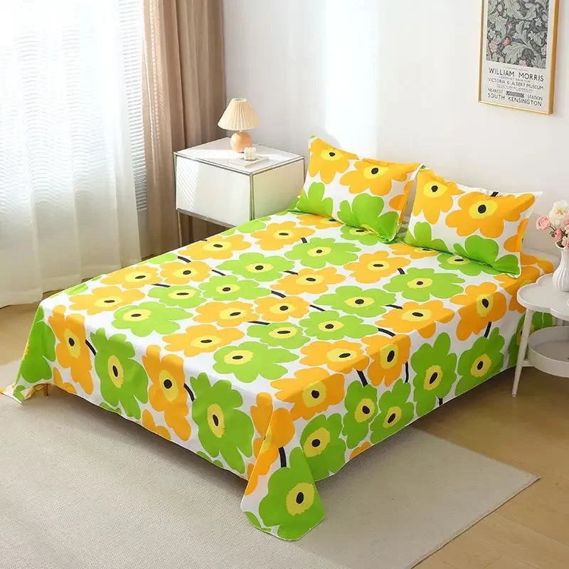 ‌Bohemian Bed Sheet Set - 400TC Mediterranean-Style Cotton with Fade-Resistant Dye for Dorm Essentials