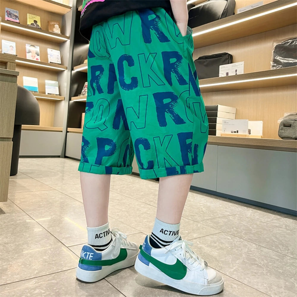 Teen Boys Shorts New Casual Alphabet Cotton Thin Denim Ffabric Children Short Jeans Clothing for Boy 4 6 8 10 12 14 16 Years