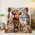 Flannel Blanket Multiple Sizes 2D Print Bohemian Highlands Cow Flowers Heart Soft Warm Sofa Bed Travel Camping Gift