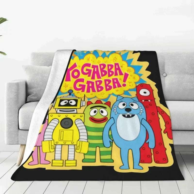 Yo Gabba Gabba Cartoon Blanket Flannel Funny Warm Throw Blanket for Bedspread Spring Autumn