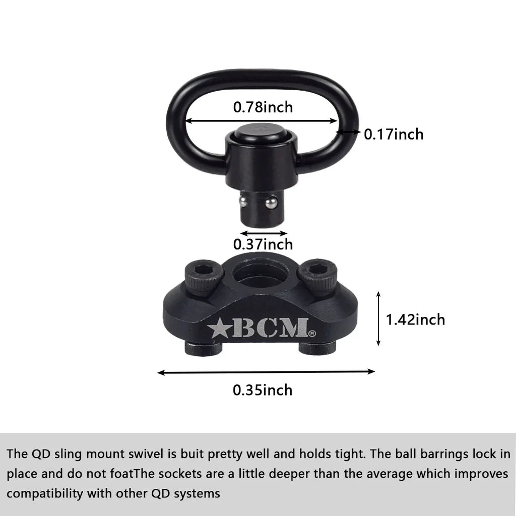 B-C-M QD Sling Swivel Adapter MLOK Keymod Rail Mount Strap Buckle Quick Release Sling Stud Loop Push Button