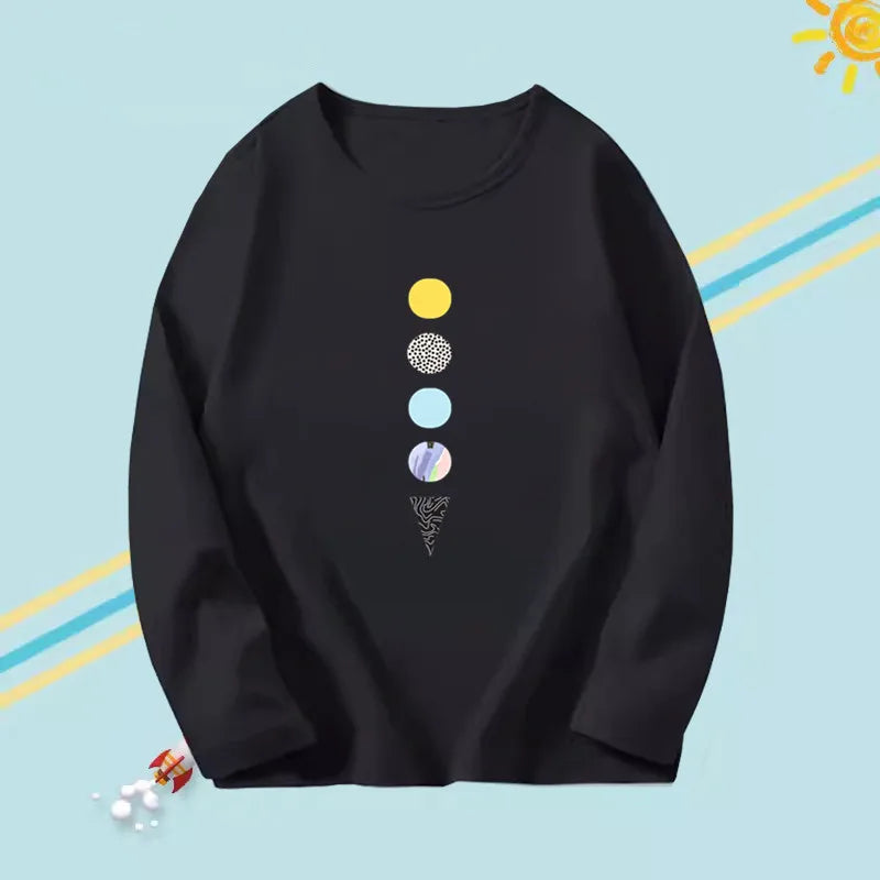 3-14years Boys Funny Astronaut Rope print T-shirt Kids Tops Teens o-neck Long Sleeve Spring Autumn Cool Fashion Clothes