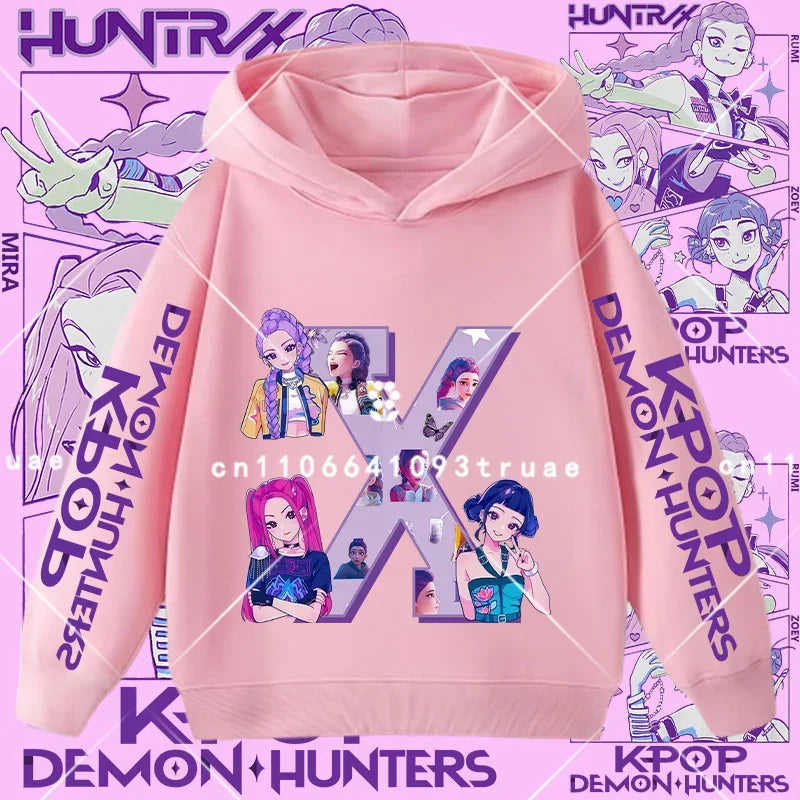 K-pop Demon Hunters girls' sportswear boys' casual shirt children's hooded shirt autumn-winter long-sleeve New model letter A-Z
