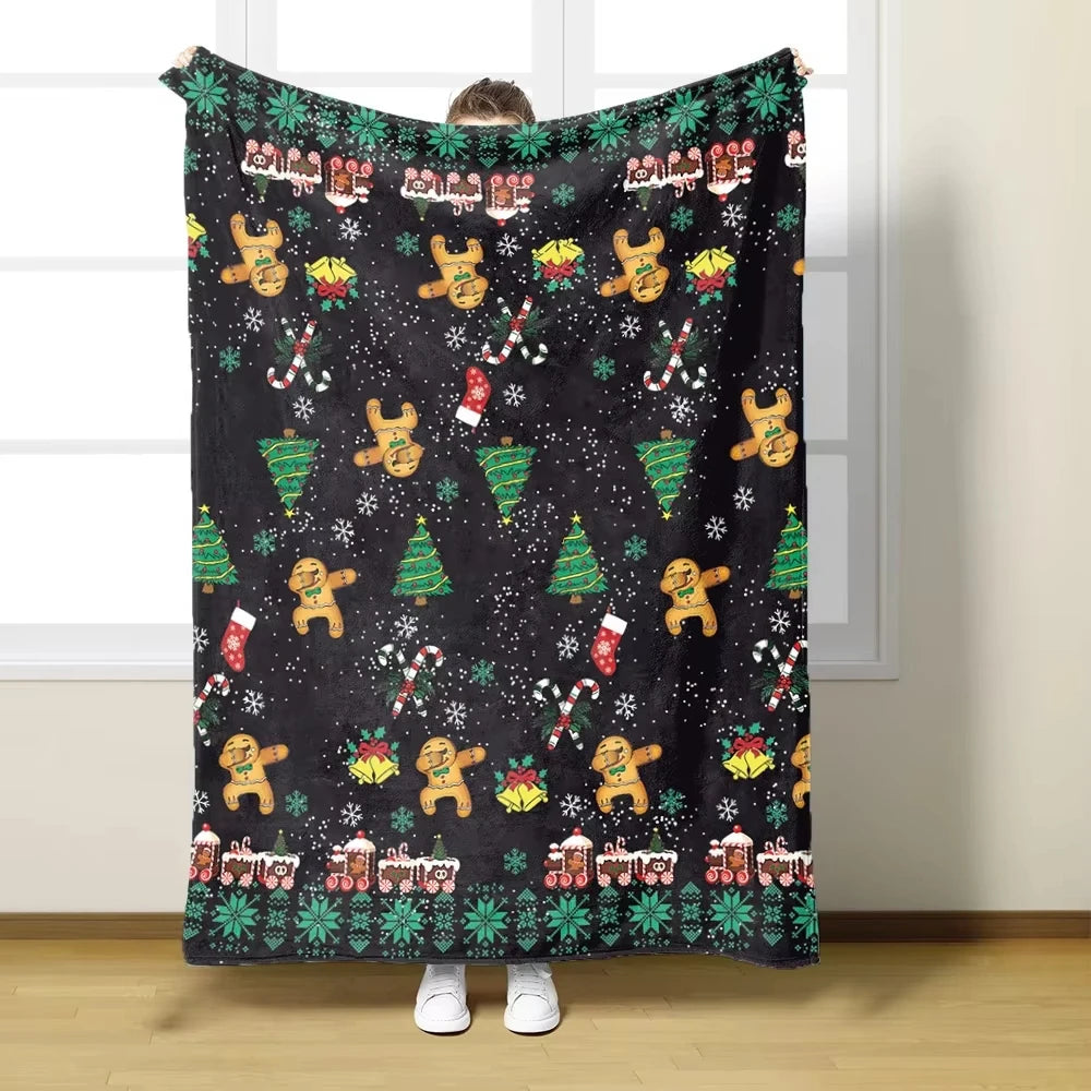 Warm Christmas Winter Flannel Blanket | Bedding Bedspread, Sofa Throw & Knee Blanket | Perfect Christmas Decor & Gift