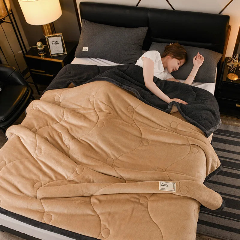 Wool Throw Blanket Keep Warm Winter Bed Blankets Camping Double Bed Cover Bedspread on The Bed  Soft Breathable Cozy Cover Solid