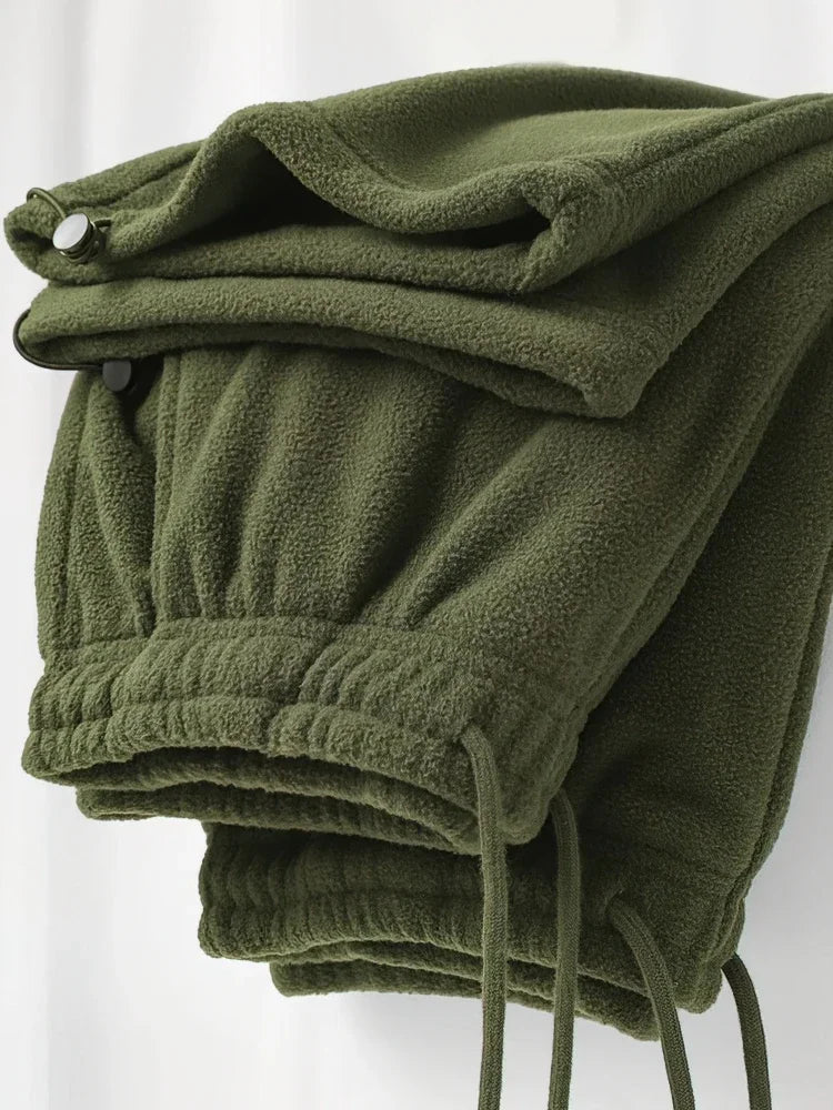 Vintage Thick Winter Casual Fleece Pants Men Wide Leg Baggy Warm Sweatpants Male Drawing Jogger Pants Falls Trousers