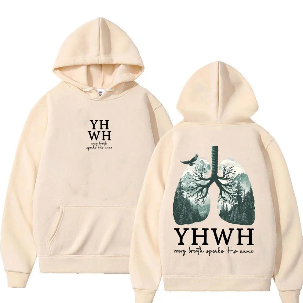 YHWH Lungs Christian Hoodie Every Breath Speak His Name Pullover Men Women Casual Fleece Cotton Hoodies Male Fashion Streetwear