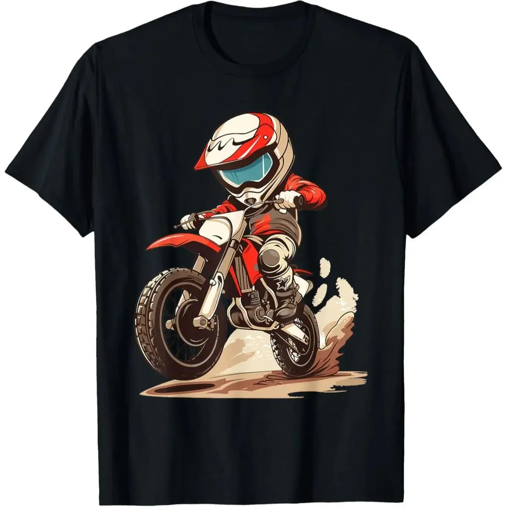 Boys Fashion Trends Bottom Shirts Boys Girls Muddy Track Motorcycle T-shirts See-through Casual Comfortable Boys Girls Best Gift