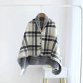 Fleece Wearable Blanket, Plaid Lap Blanket Comfy Poncho Throw with Buttons for Bed Sofa Office