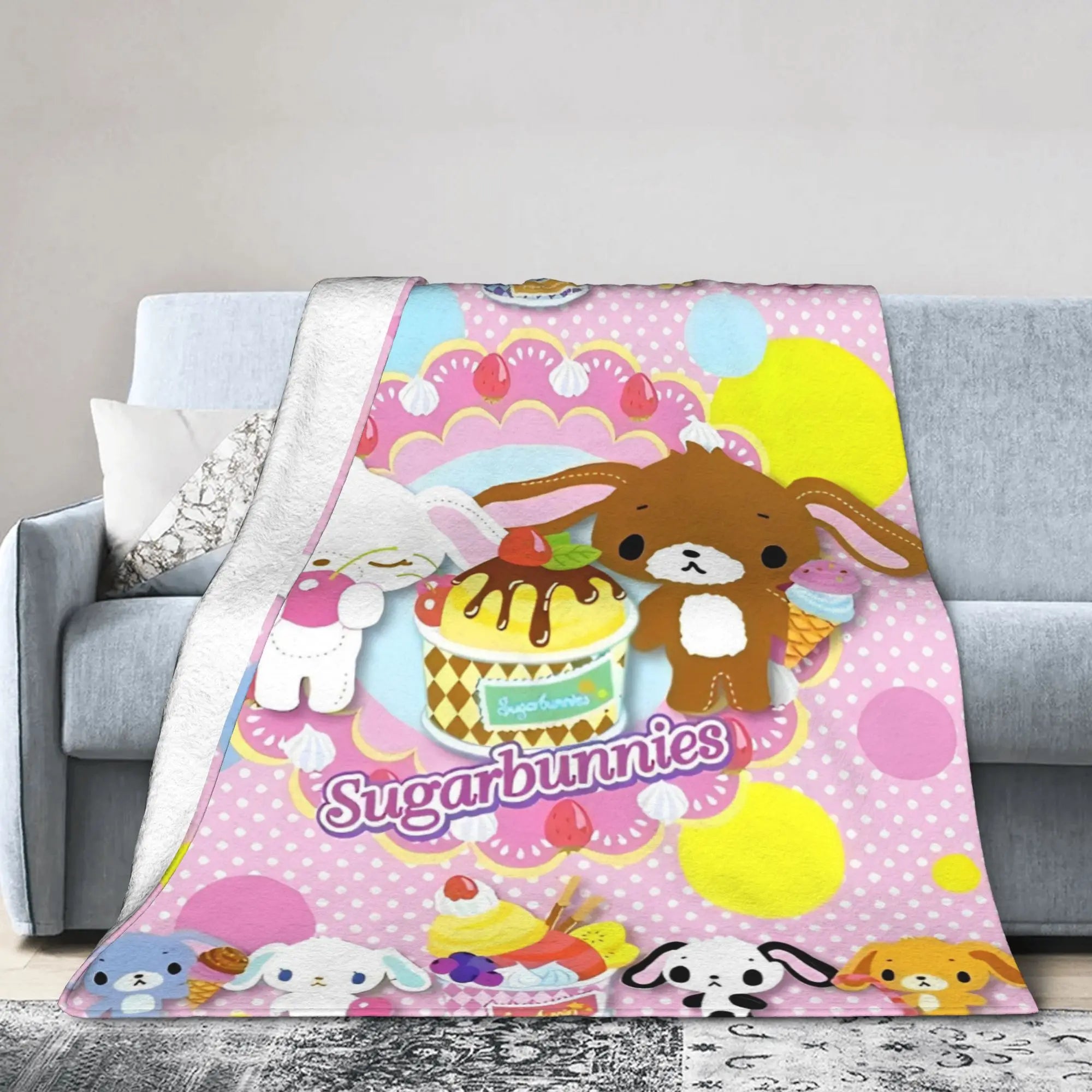 Cartoon Sugarbunnies Blanket  Fleece Awesome Soft Throw Blankets for Bedspread  Winter