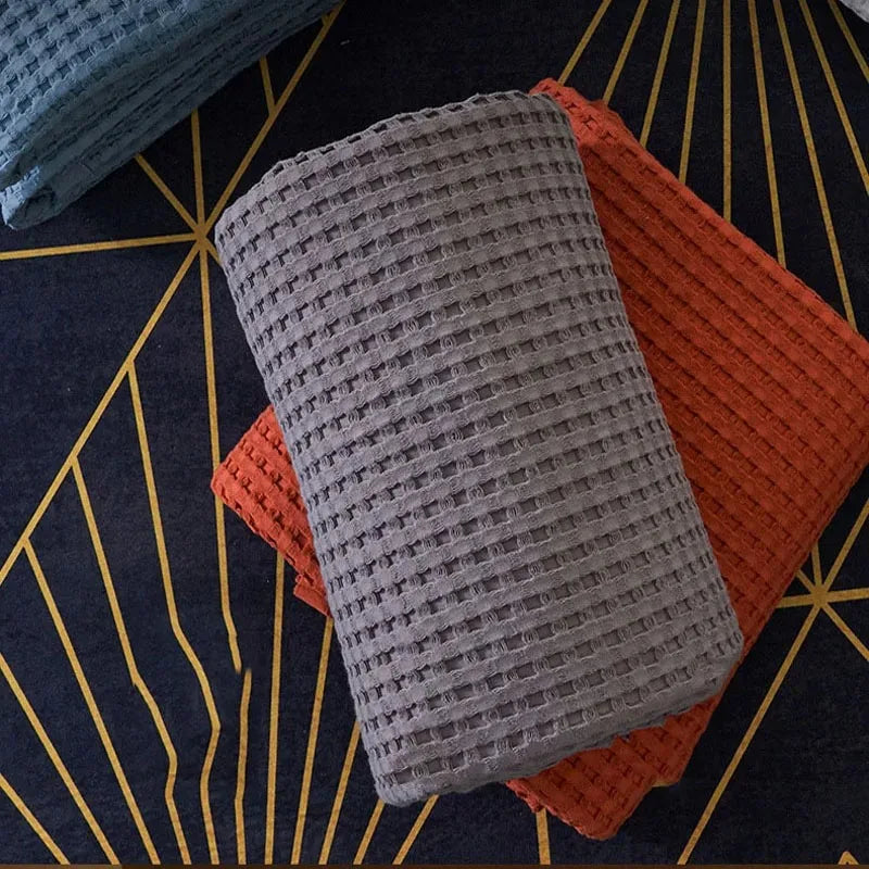 Cotton Blanket Waffle Plaid Bedspread for Single Double Twin Queen King Bed Sheet Sofa Cover Grey Blue White Sofa Blanket Throw