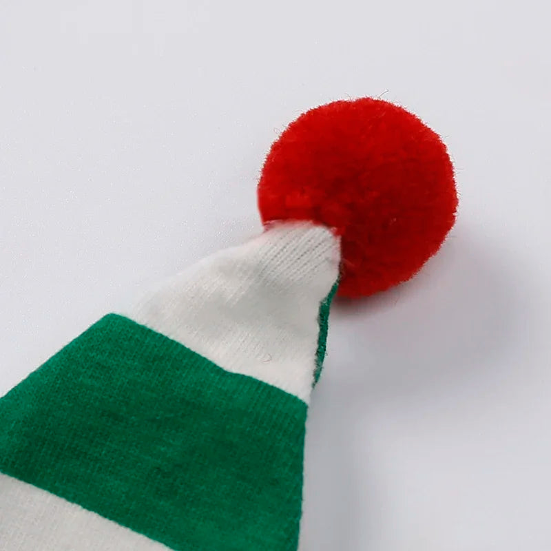 2PCS Christmas Costume Newborn Baby Boy Girl Clothes Striped Romper＋Hat Long Sleeve Cotton Bodysuit Jumpsuits Infant Clothing