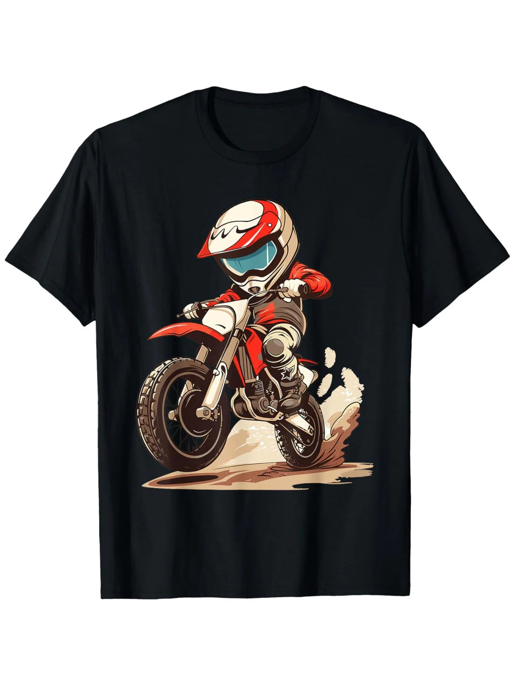 Boys Fashion Trends Bottom Shirts Boys Girls Muddy Track Motorcycle T-shirts See-through Casual Comfortable Boys Girls Best Gift