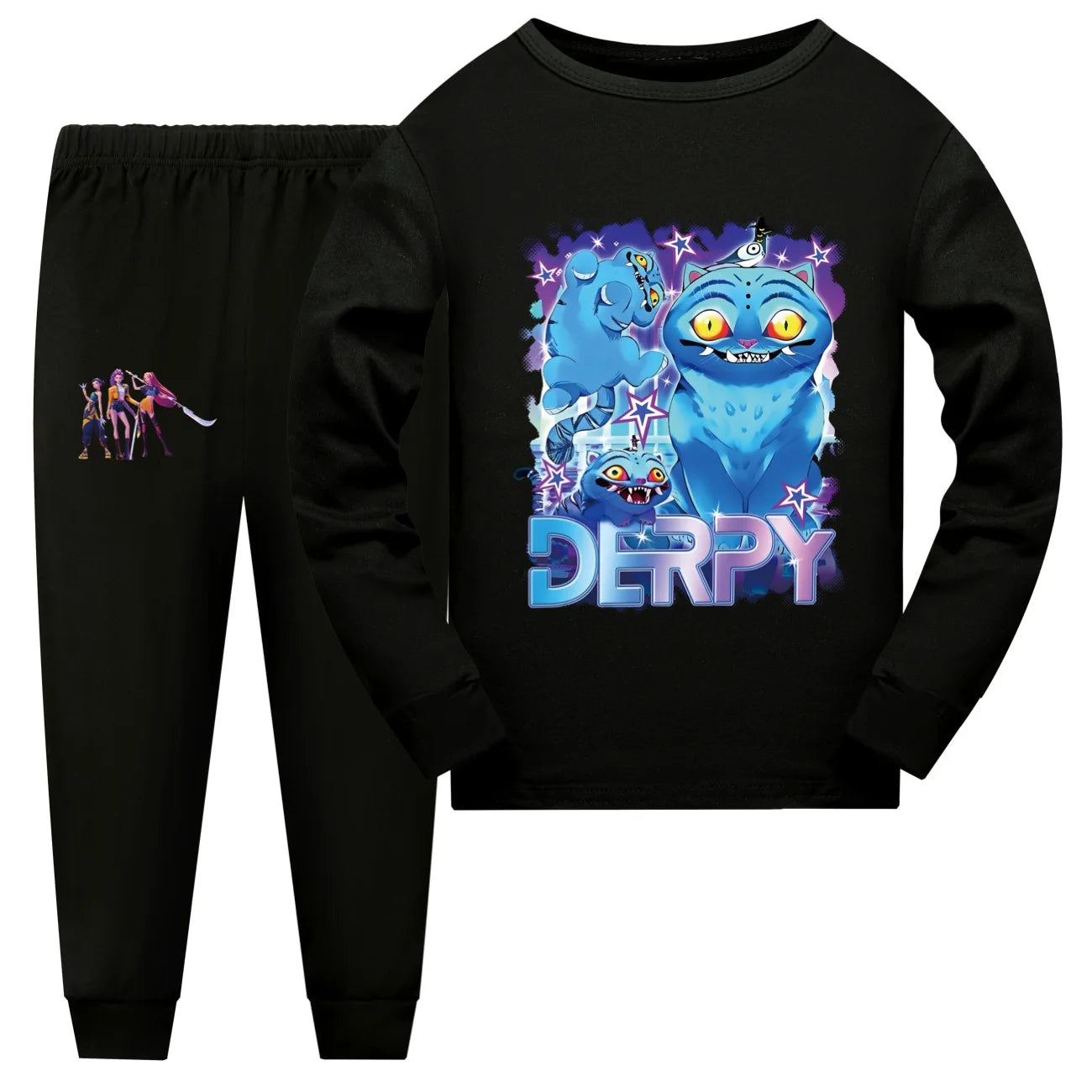 KPop Demon Hunters Huntrix Clothes Kids T-shirt Sweatpants 2pcs Set Baby Girls Long Sleeve Pajama Sets Boys Spring Sleepwear