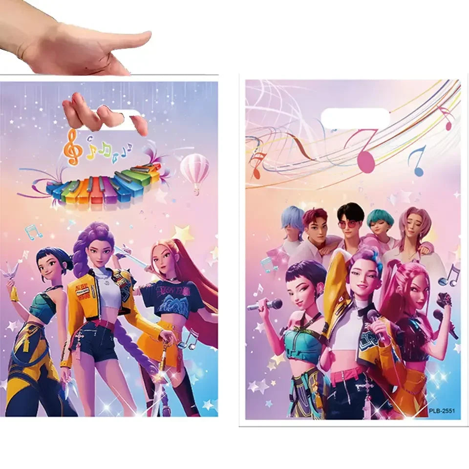 10Pcs Kpop Demon Hunters Gifts Bags Disposable Candy Bag for Kids Theme Birthday Party Supplies Goody Bags Favors Baby Shower