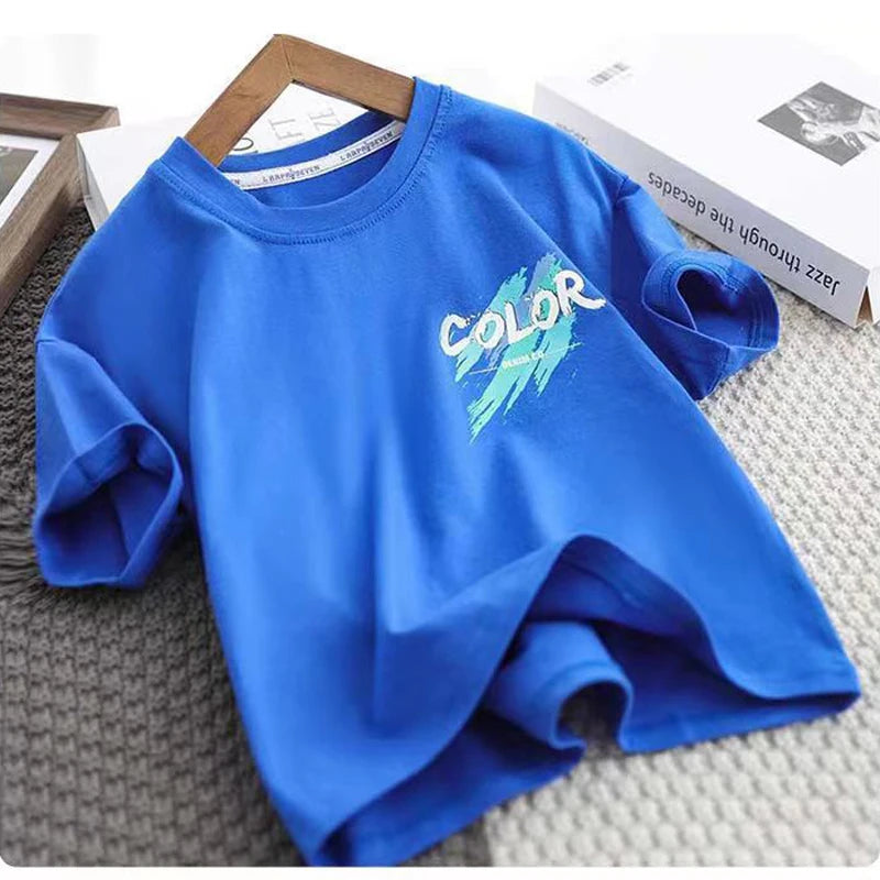 Teen Boys Clothing Set Summer Letter Graffiti Short Sleeve T-shirt+Shorts 2Pcs Suit For 5 6 8 10 12 Years Kids Casual Outfit
