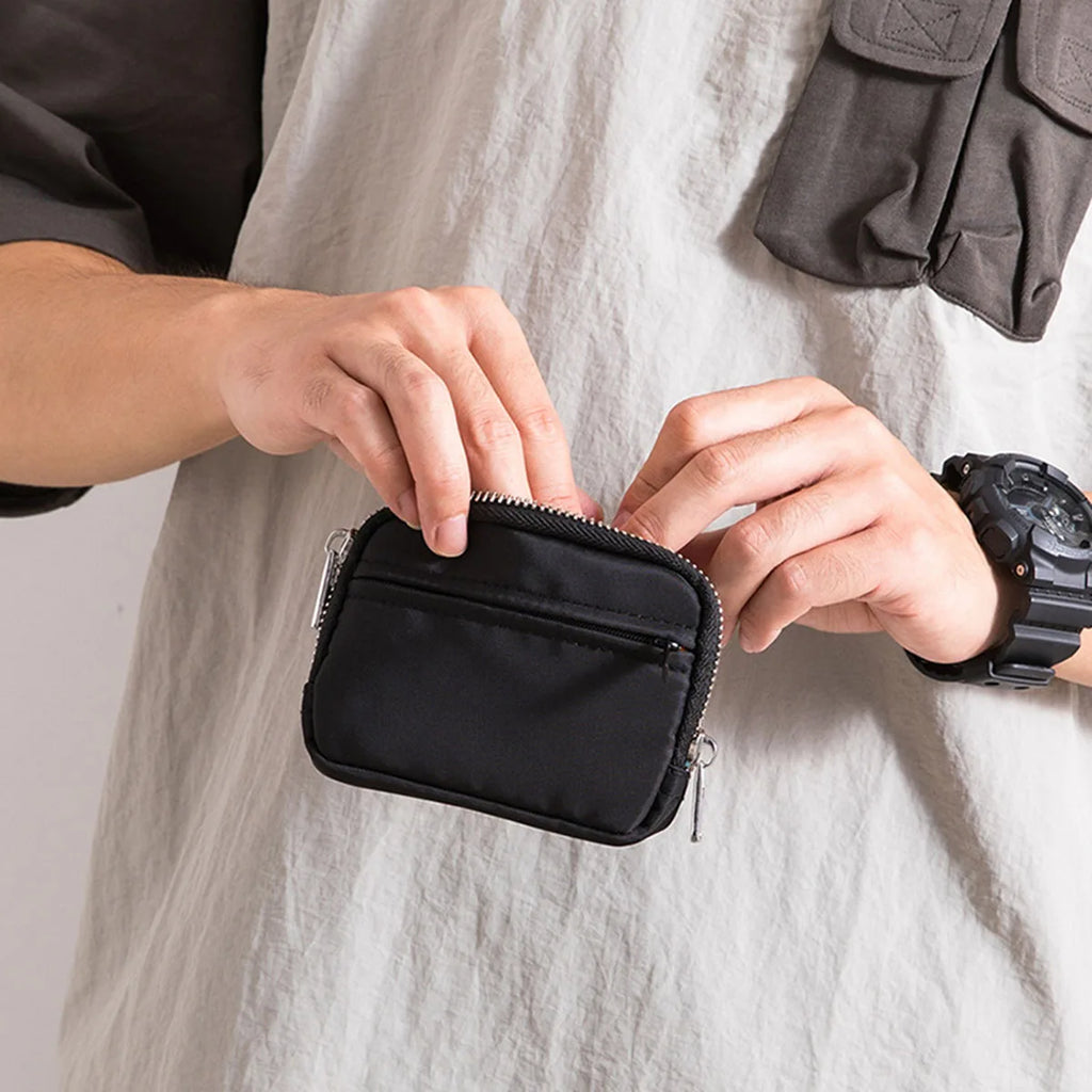 Slim-style waterproof nylon small wallet, multi-functional card holder, keychain, women's coin purse