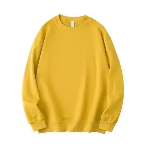 Autumn Heavyweight Cotton Round Neck Sweater Solid Loose Simple Sports Harajuku Top for Men and Women Pullover