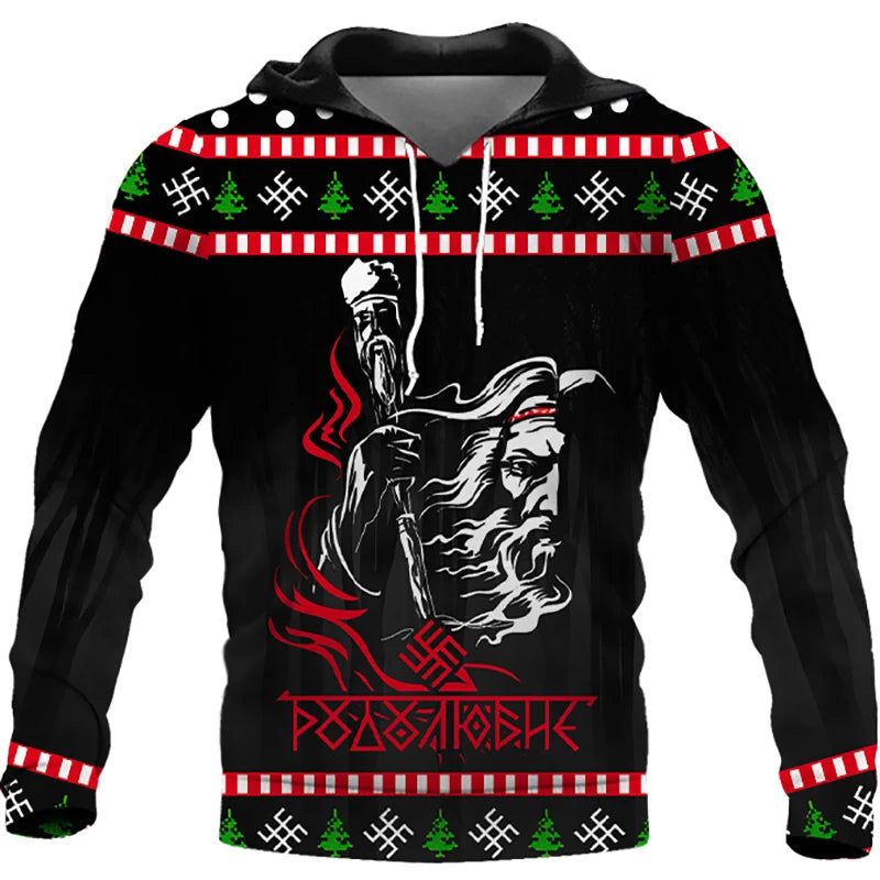 Santa Claus Print Hoodies For Men Autumn and Winter New in Sweatshirts Christmas Harajuku Oversized Clothing Casual Pullover Top