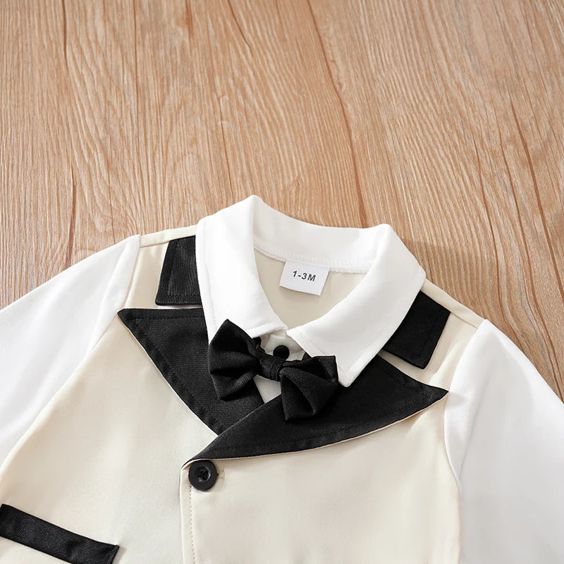 Newborn Clothes Party Gentleman Suit Comfortable Soft Boy And Girl Spring And Autumn Long Sleeved Baby Jumpsuit