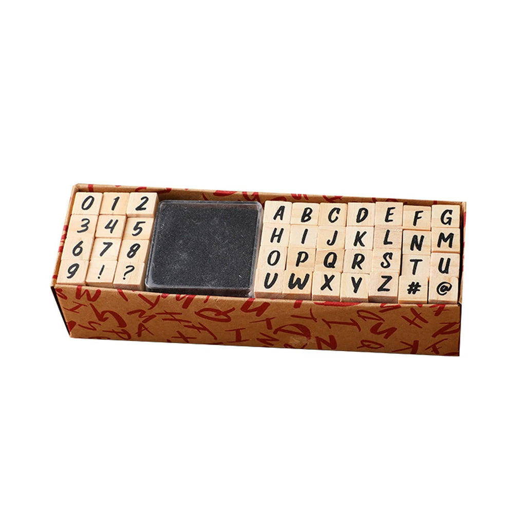 40Pcs Alphabet Stamps Vintage Wooden Rubber Letter Standard Stamp Set for Craft Card Making Planner Scrapbooking Journals
