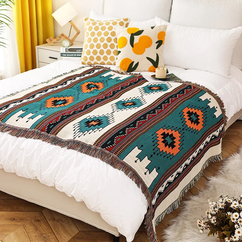 Bohemian Throw Blanket For Beds Outdoor Camping Blanket Sofa Cover Indian Sofa Towel Bed Cover Rug Tablecloth Living Room Decor