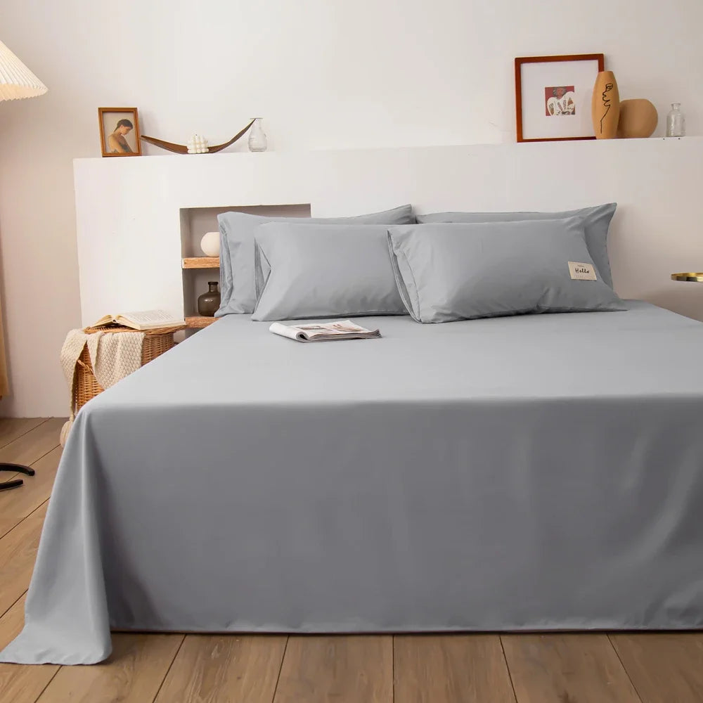 Soft Home Bed Linen Sheets Bed Flat Sheet for Double Bed Plain Solid Color Top Sheets Single/Queen/King Flat Bedsheets