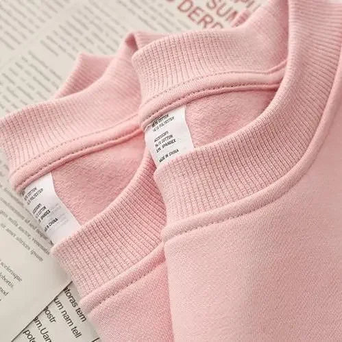 Autumn Heavyweight Cotton Round Neck Sweater Solid Loose Simple Sports Harajuku Top for Men and Women Pullover