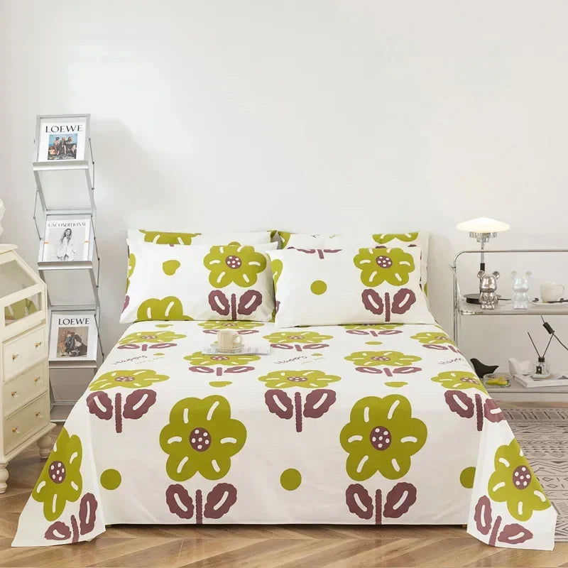 Soft 100% Cotton Coarse Cloth Bed Sheet Thick Sleep Naked Single Double Bedsheet Comfortable Durable Breathable Bed Sheets Queen