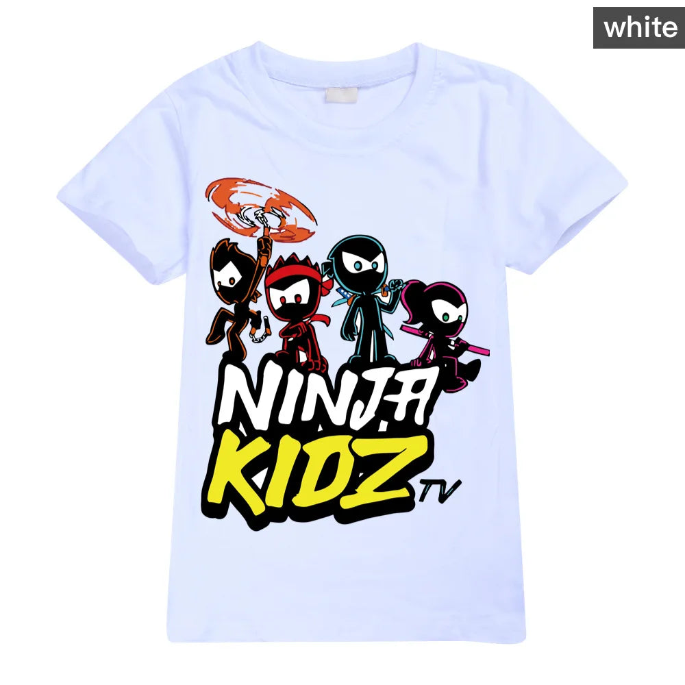 NINJA KIDZ Kids Clothes Summer Boys Fashion Short Sleeve T-Shirt Boys Graphic Tee Baby Girls Tops Children Pullover Hot Selling