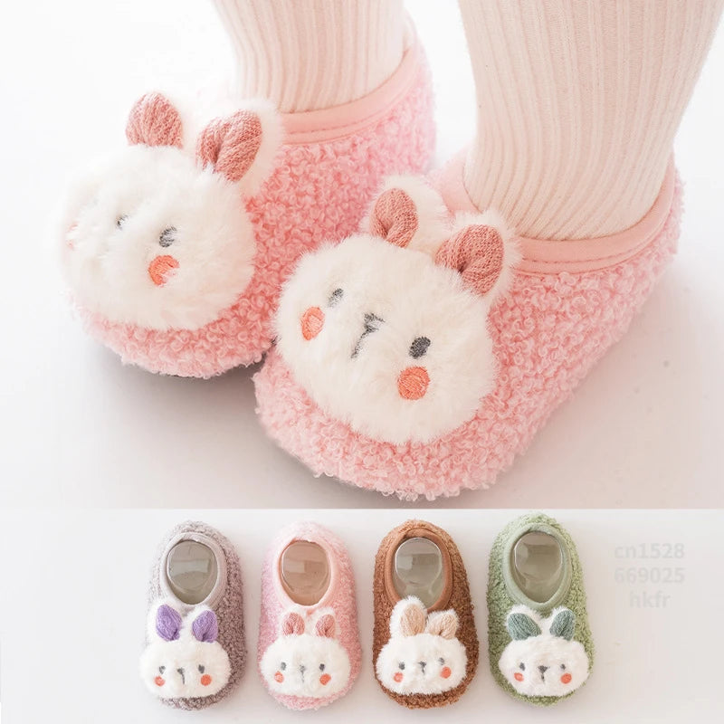 Baby Floor Socks Cartoon Plush Soft Sole Baby Slippers Toddler Warm Shoes Children Soft Non-slip Prewalkers Indoor Home Slippers