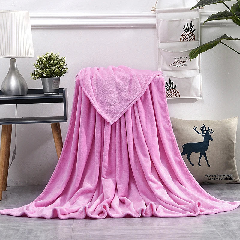 Soft Warm Blankets For Beds Winter Mink Throw Solid Sofa Cover Bedspread Winter Plaid Blankets Winter Sheet Bedspread