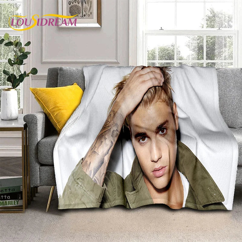 Popular Singer Justin Bieber JBiebs Blanket,Soft Throw Blanket for Home Bedroom Bed Sofa Picnic Travel Office Cover Blanket Kids