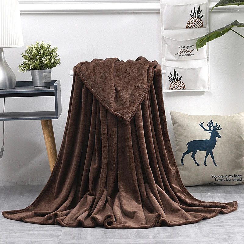 Soft Warm Blankets For Beds Winter Mink Throw Solid Sofa Cover Bedspread Winter Plaid Blankets Winter Sheet Bedspread