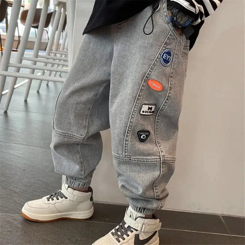 3 5 8 10 12Y Boys Jeans 2025 New Spring and Autumn Teenage Boys Korean Fashion Outwear Trousers Children's Leggings Casual Pants