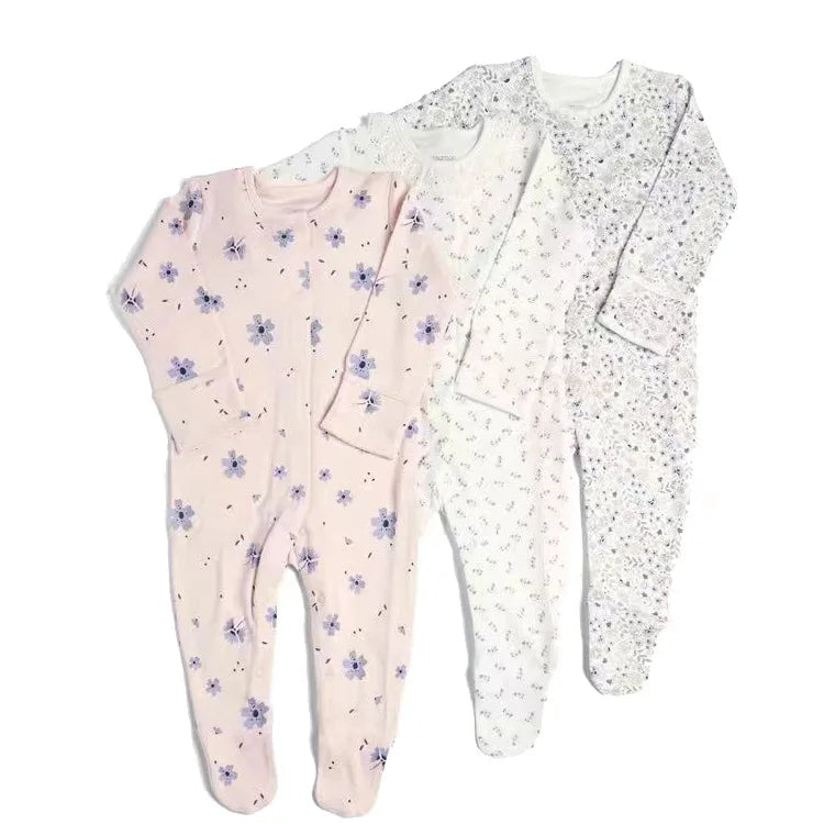 3 Pcs/Lot Autumn Winter Long Sleeve Casual Sweet Baby Girl Romper 100%Cotton Soft Newborn Jumpsuits Clothes