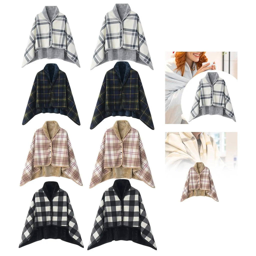Wearable Blankets Shawl Blanket Flannel Lazy Casual Office Blanket, Poncho Blanket Sleeveless Lap Blanket for Bed Home Intdoor